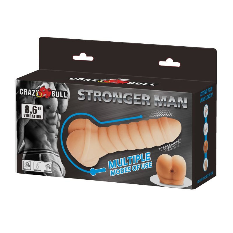 Мастурбатор-насадка Crazy Bull Stronger Man з вібрацією, бежева вид 9