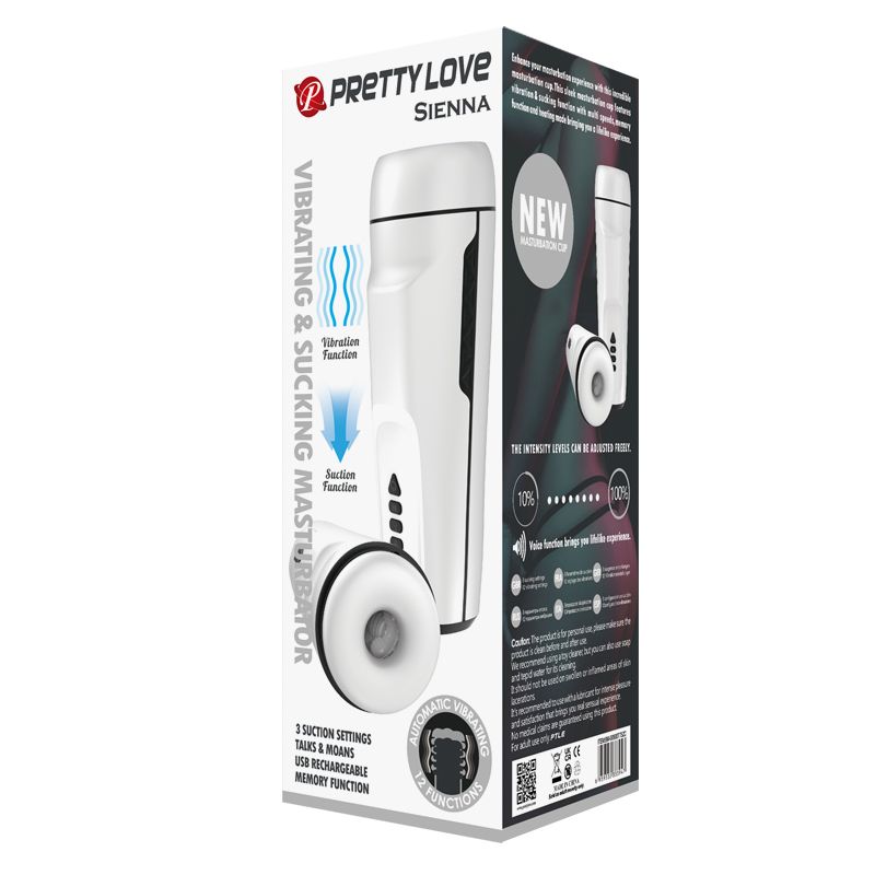 Вібромастурбатор з функцією всмоктування Pretty Love Sienna та стогонами, білий, 25 см вид 6