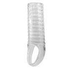 Насадка на пеніс ребриста Pretty Love Hartman відкрита, з петлею, прозора вид 2