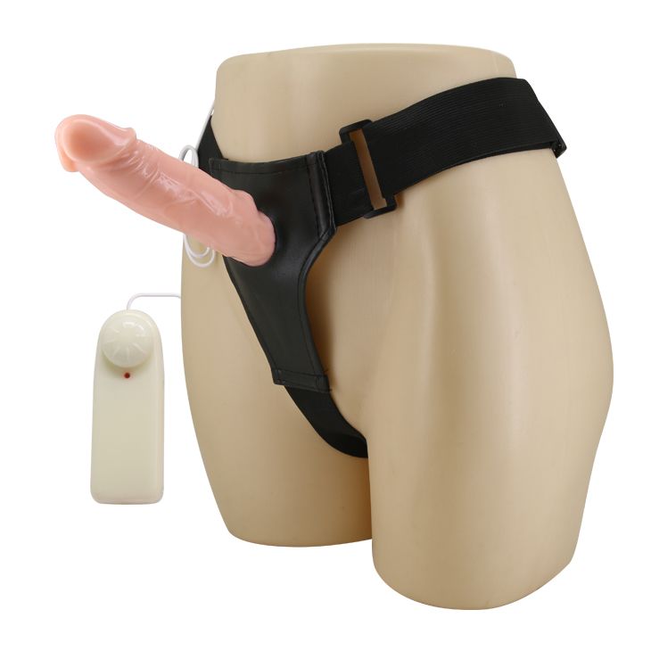 Страпон порожнистий (фалопротез) з вібрацією Baile Vibrating Strap On, беж, 19 × 4 см вид 6