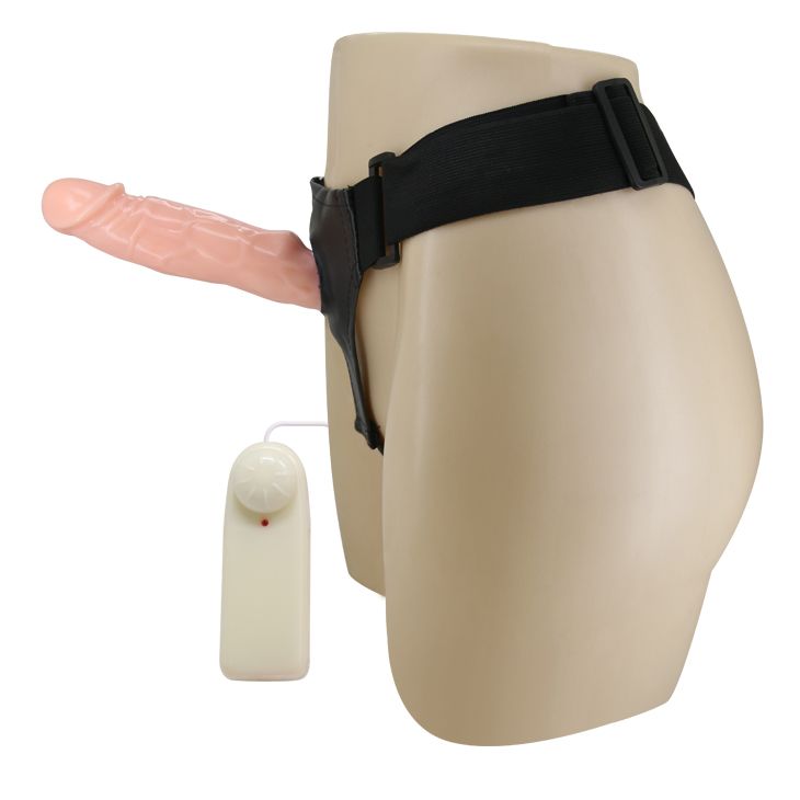 Страпон порожнистий (фалопротез) з вібрацією Baile Vibrating Strap On, беж, 19 × 4 см вид 7