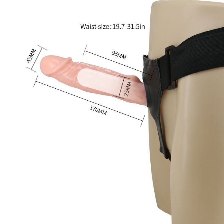 Страпон порожнистий (фалопротез) з вібрацією Baile Vibrating Strap On, беж, 19 × 4 см вид 10