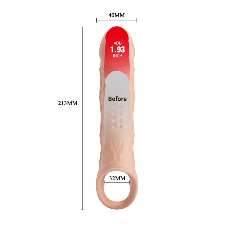 Подовжуюча вібронасадка на пеніс Pretty Love Brad, бежева, 21,3 × 4 см вид 10