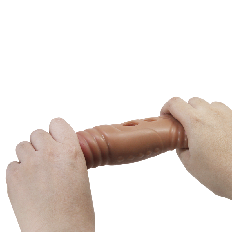 Удлиняющая вибронасадка на пенис Pretty Love Penis Sleeve, реалистичная, 22 х 5,5 см вид 8