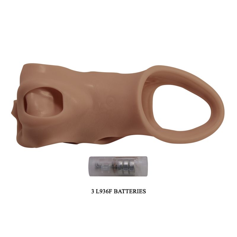 Подовжуюча вібронасадка на пеніс Pretty Love Penis Sleeve, реалістична, 22 × 5,5 см вид 11