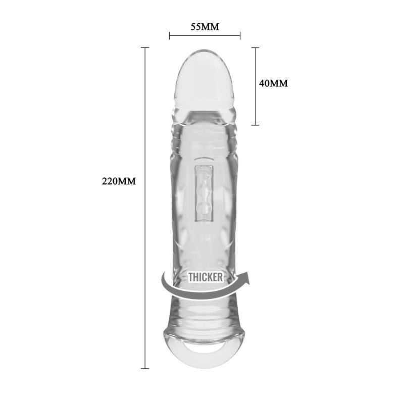 Подовжуюча насадка на пеніс Pretty Love Penis Sleeve, прозора, 22 × 5,5 см вид 10