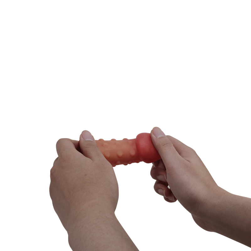 Насадка на пеніс Pretty Love рельєфна, з пухирцями, бежева, 19,8 × 2,8 см вид 8