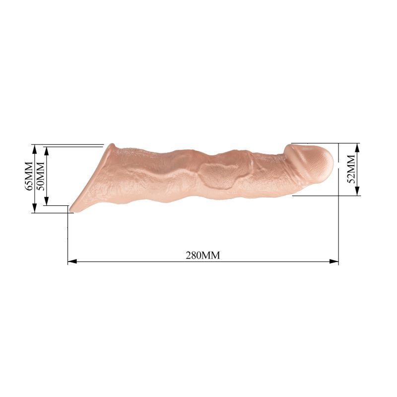 Подовжуюча насадка на пеніс Pretty Love Extension з подовжувачами (3 шт), реалістична, 28 х 5,2 см вид 10