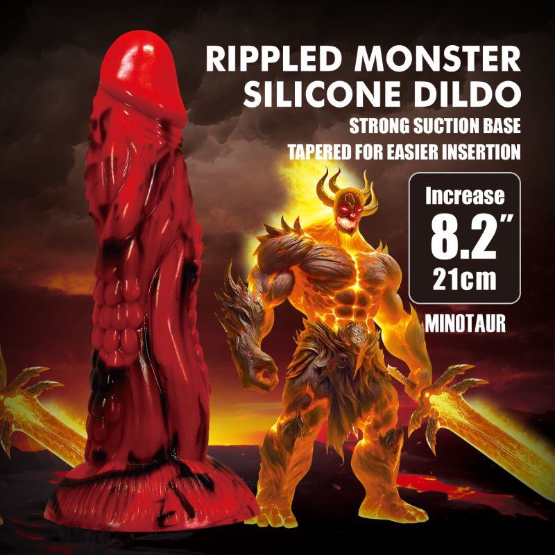 Фаллоимитатор силиконовый Power Monsters Minotaur на присоске, красный, 21 см вид 2