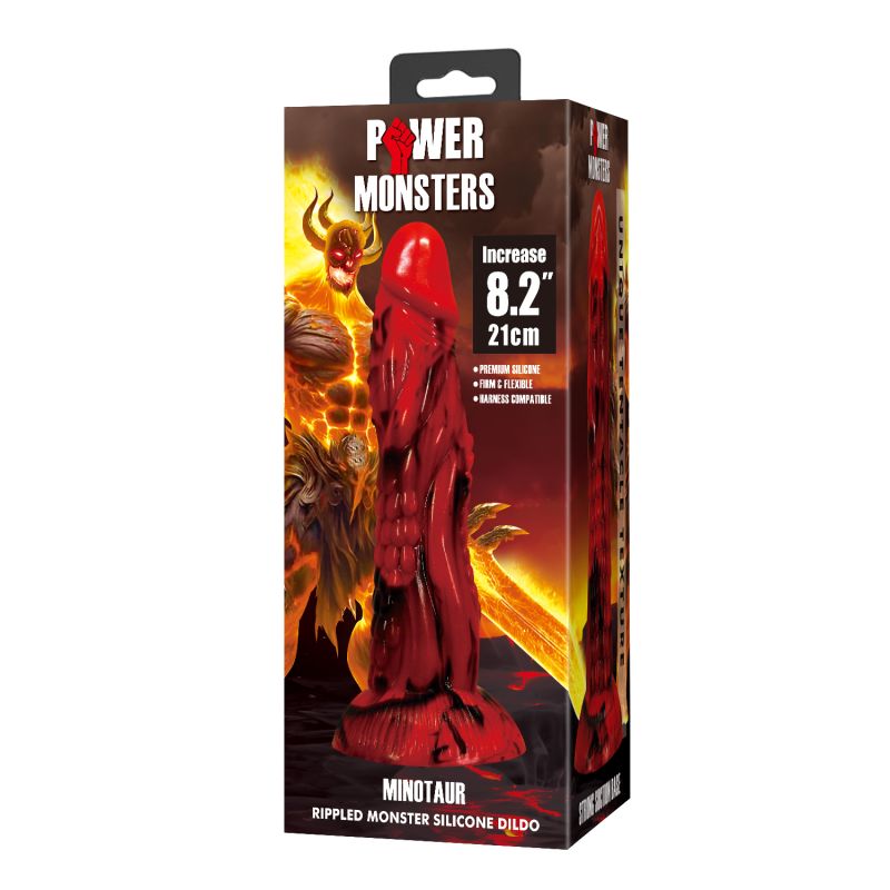 Фаллоимитатор силиконовый Power Monsters Minotaur на присоске, красный, 21 см вид 9