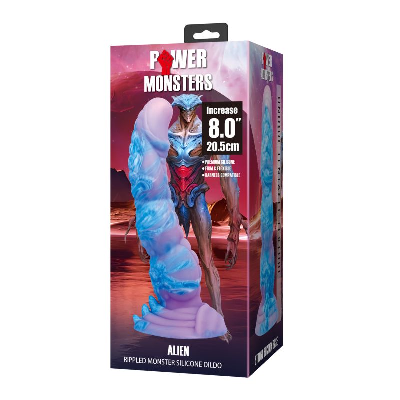Фалоімітатор силіконовий Power Monsters Alien на присоску, фіолетовий, 20,5 см вид 3