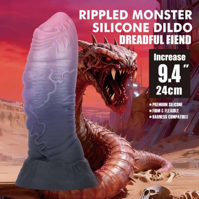 Фаллоимитатор силиконовый Power Monsters Dreadful Fiend на присоске, фиолетовый, 24 см