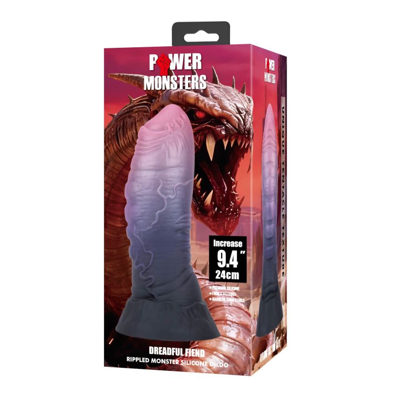 Фалоімітатор силіконовий Power Monsters Dreadful Fiend на присоску, фіолетовий, 24 см вид 9