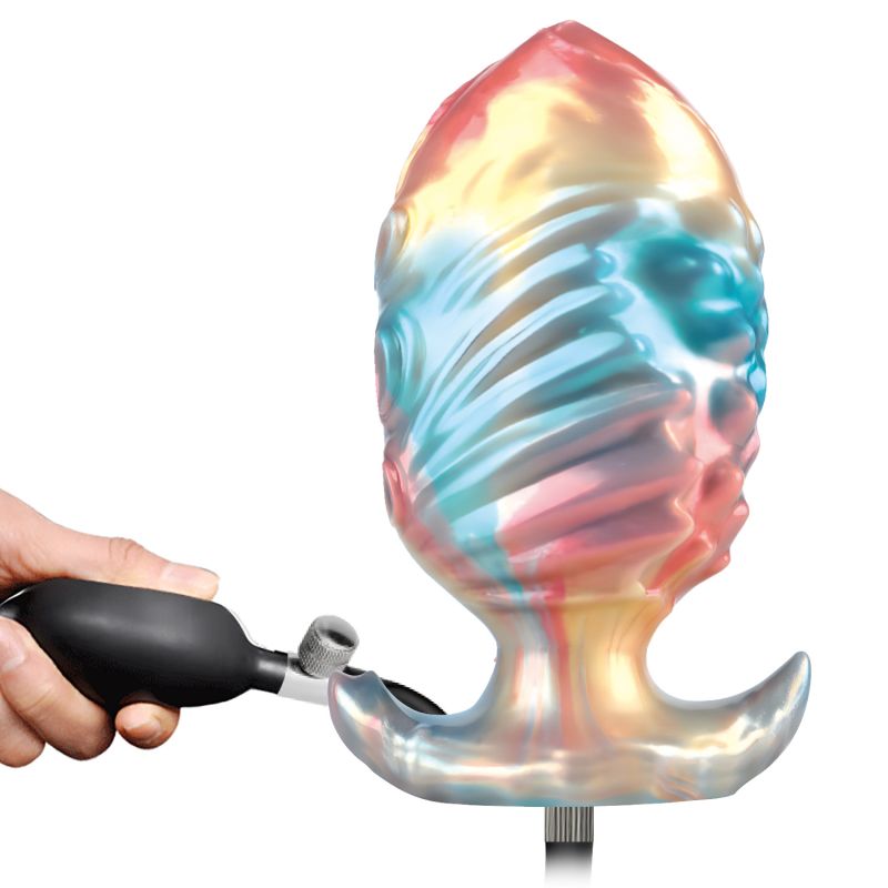 Анальна пробка Power Monsters Infernal Ebon Leviathan з накачуванням, різнокольорова, 18 см вид 11