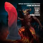 Фалоімітатор силіконовий Power Monsters Infernal Goliath на присоску, червоно-чорний, 25 см вид 2