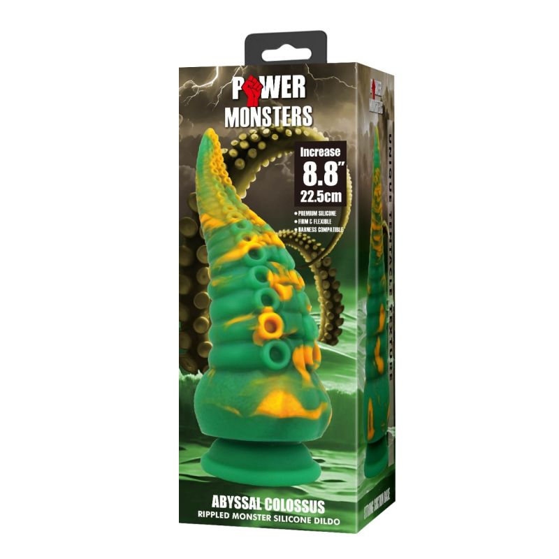 Силіконовий фалоімітатор Power Monsters Abyssal Colossus на присоску, зелений, 7 см х 22.5 см вид 9