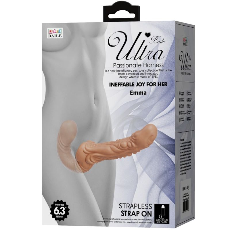 Безремневий страпон Baile ULTRA Emma, ​​реалістичний, 24.5 см х 3.4 см вид 3
