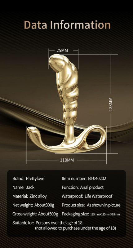 Масажер простати Pretty Love Jack із цирконієвого сплаву, золотий, 12,3 х 2,5 см вид 17