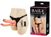 Женский двойной страпон с вибрацией Baile Ultra Passionate, беж