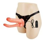 Жіночий подвійний страпон з вібрацією Baile Ultra Passionate, беж вид 4