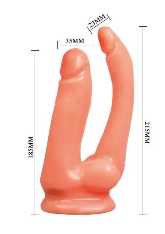 Женский двойной страпон с вибрацией Baile Ultra Passionate, беж вид 7