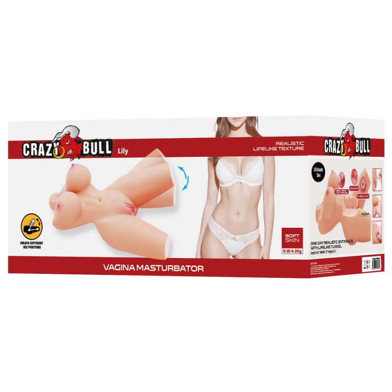 Мастурбатор-торс CRAZY BULL Lily, вагіна, реалістичний, 41 × 20 см вид 13