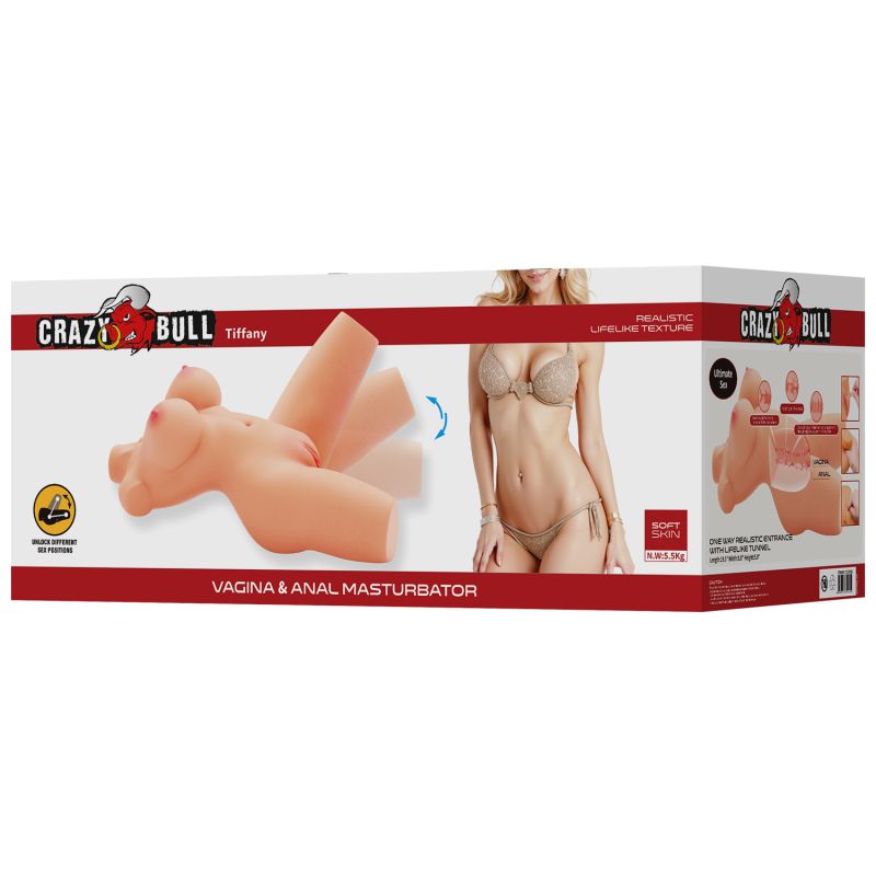 Мастурбатор-торс CRAZY BULL Tiffany, вагіна та анус, реалістичний, 49 × 25 см вид 12