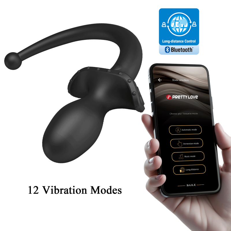 Анальна пробка-хвіст силіконова Pretty Love Anthony з застосунком, чорна, 17,5 × 3,3 см вид 3