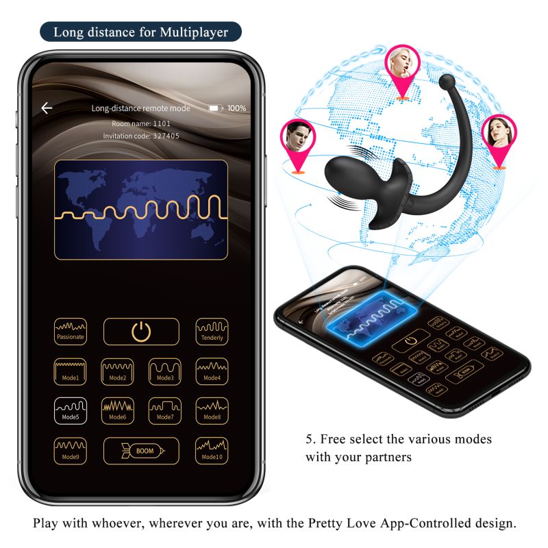 Анальна пробка-хвіст силіконова Pretty Love Anthony з застосунком, чорна, 17,5 × 3,3 см вид 12