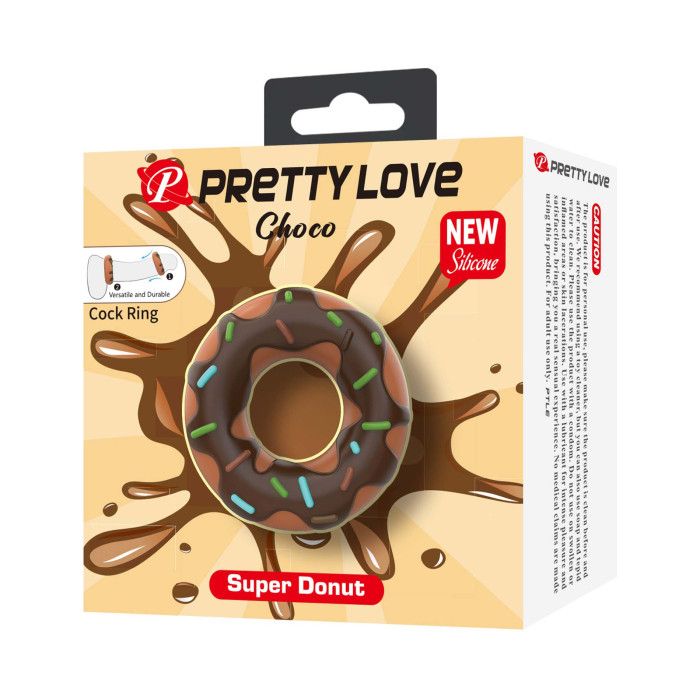 Ерекційне кільце Pretty Love Choco у формі пончика з кремом, коричневе, 4,6 × 2 см вид 8