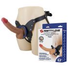 Страпон реалистичный Pretty Love Wells на синих ремнях, 20,6 х 4,2 см вид 2