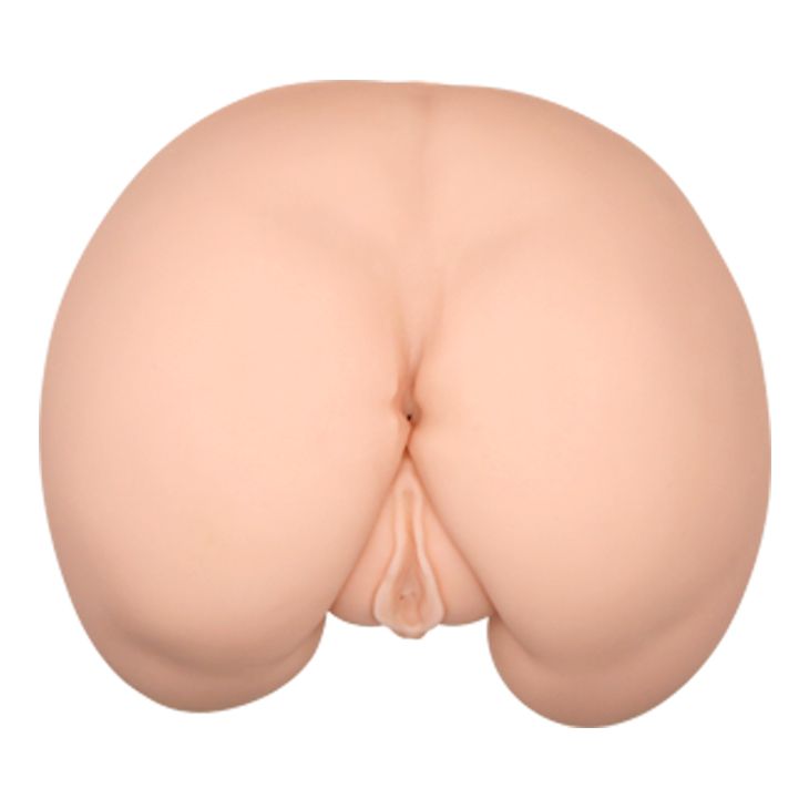 Мастурбатор попка з двома отворами та вібрацією, бежевий, 25 × 22 см вид 6