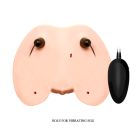 Мастурбатор попка з двома отворами та вібрацією, бежевий, 25 × 22 см вид 10