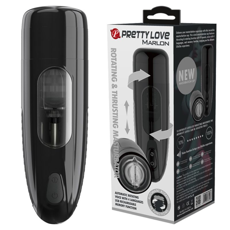 Автоматичний мастурбатор PRETTY LOVE MARLON із ротацією, чорний вид 2