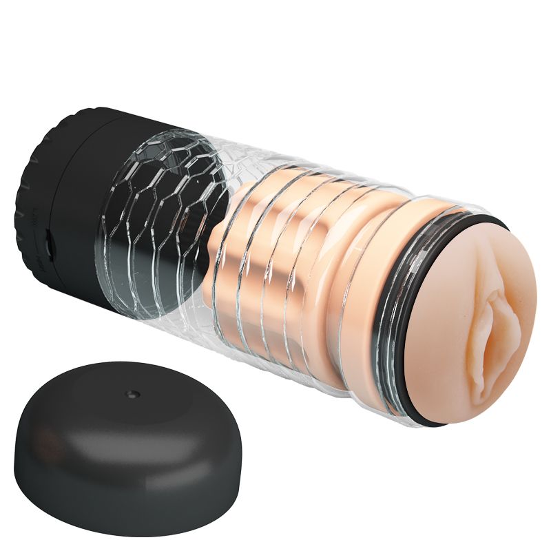 Мастурбатор-вагіна Pretty Love Emily зі стимуляцією головки, в чорній колбі, 17,9 х 6,9 см вид 8