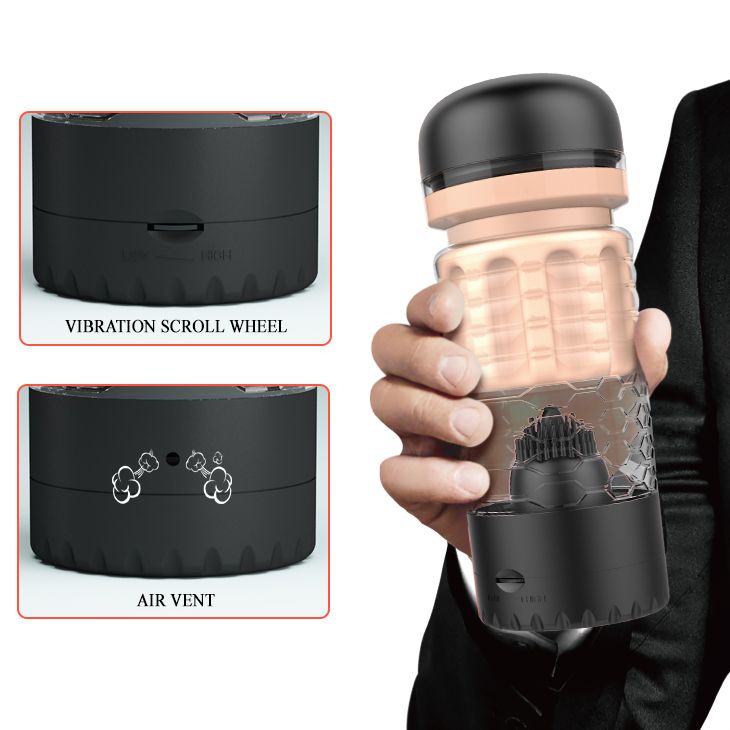 Мастурбатор-вагіна Pretty Love Emily зі стимуляцією головки, в чорній колбі, 17,9 х 6,9 см вид 13