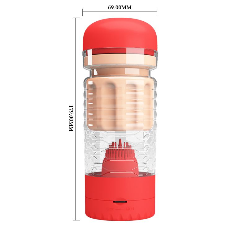 Мастурбатор-вагіна Pretty Love Theresa зі стимуляцією головки, в червоній колбі, 17,9 х 6,9 см вид 5