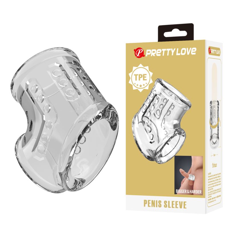 Стимуюча насадка на пеніс Pretty Love Penis Sleeve, прозрачна, 7,2 х 4,7 см вид 2