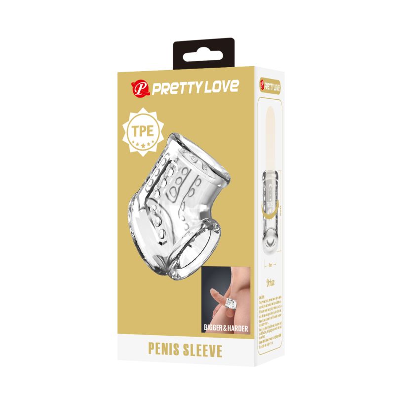 Стимуюча насадка на пеніс Pretty Love Penis Sleeve, прозрачна, 7,2 х 4,7 см вид 9