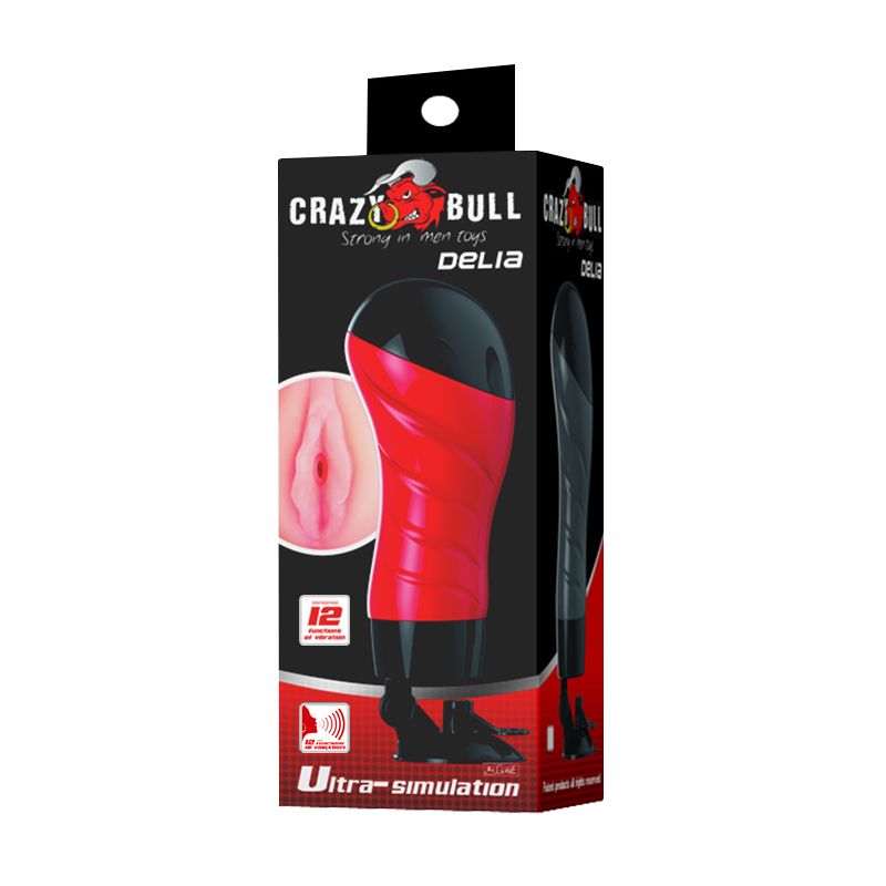 Мастурбатор-вагіна з вібрацією Crazy Bull Delia на присосці, 28.3×10 см вид 8