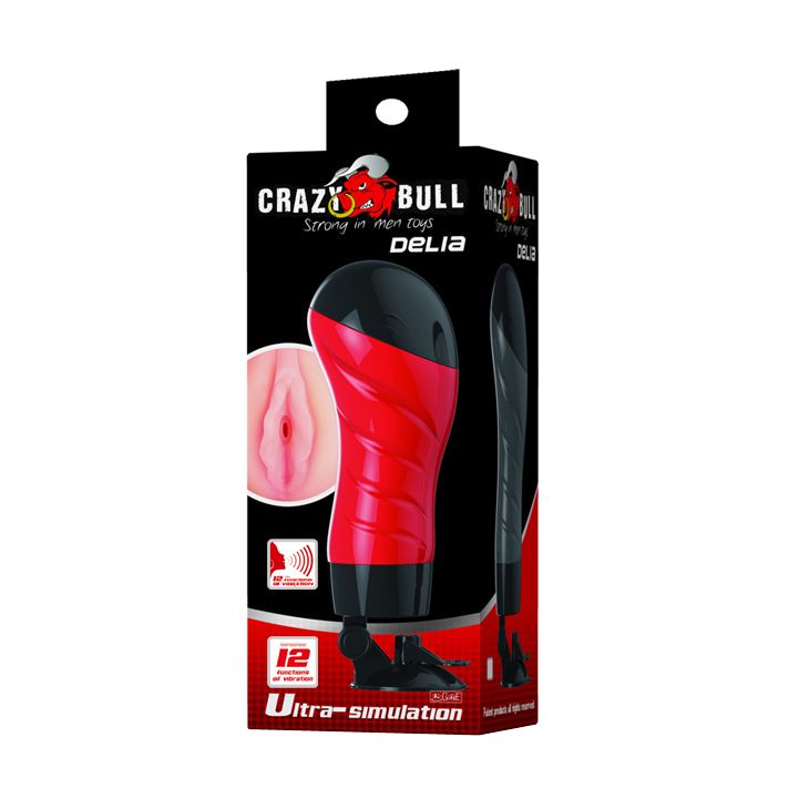 Мастурбатор-вагіна з вібрацією Crazy Bull Delia на присосці, 28.3×10 см вид 17