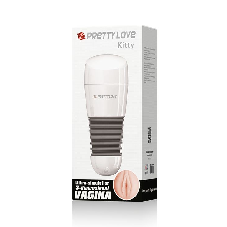Мастурбатор рот в колбі Pretty Love Kitty, білий, 20,5 × 8,4 см вид 9
