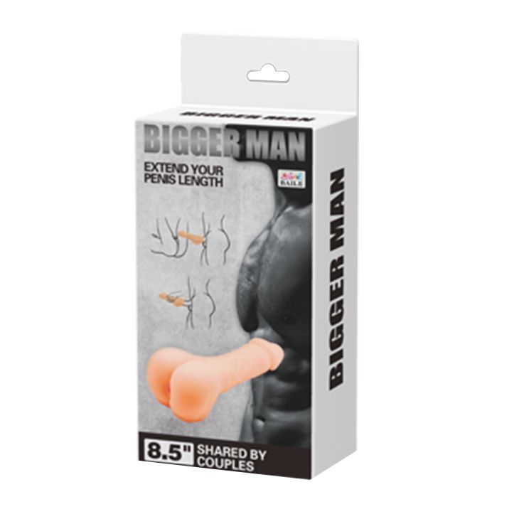Мастурбатор-насадка у вигляді пеніса BAILE Bigger Man Penis, реалістичний, кібершкіра, 21,5 × 4,5 см вид 9