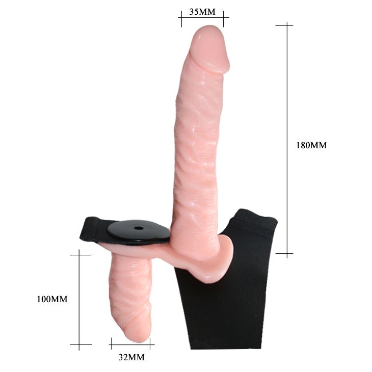 Страпон жіночий подвійний BAILE Ultra Passionate з вібрацією, 18 × 3,5 см вид 8