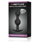 Анальна пробка силіконова PRETTY LOVE Heavy Balls з двома кульками, чорна, 10.4 х 2.6 см вид 10