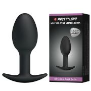 Анальна пробка силіконова PRETTY LOVE Heavy Balls, чорна, 8.4 х 3.2 см