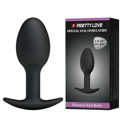 Анальная пробка силиконовая PRETTY LOVE Heavy Balls, чёрная, 8.4 х 3.2 см