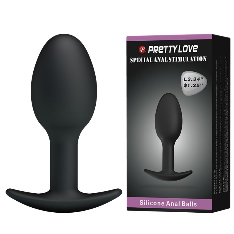 Анальна пробка силіконова PRETTY LOVE Heavy Balls, чорна, 8.4 х 3.2 см вид 2