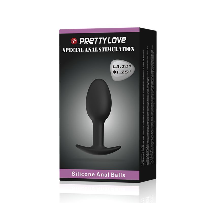 Анальна пробка силіконова PRETTY LOVE Heavy Balls, чорна, 8.4 х 3.2 см вид 9