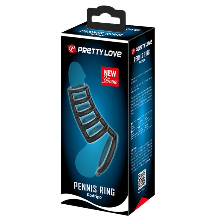 Силіконова насадка на пеніс PRETTY LOVE Rodrigo, чорна, 10 × 3,8 см вид 11